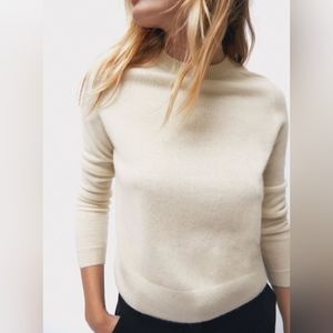 ZARA 100% cashmere sweater crew neck cream beige ivory M